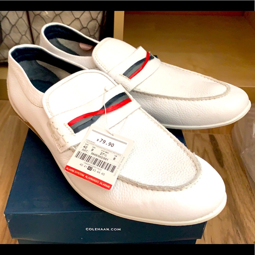 New Zara white leather loafers US 9